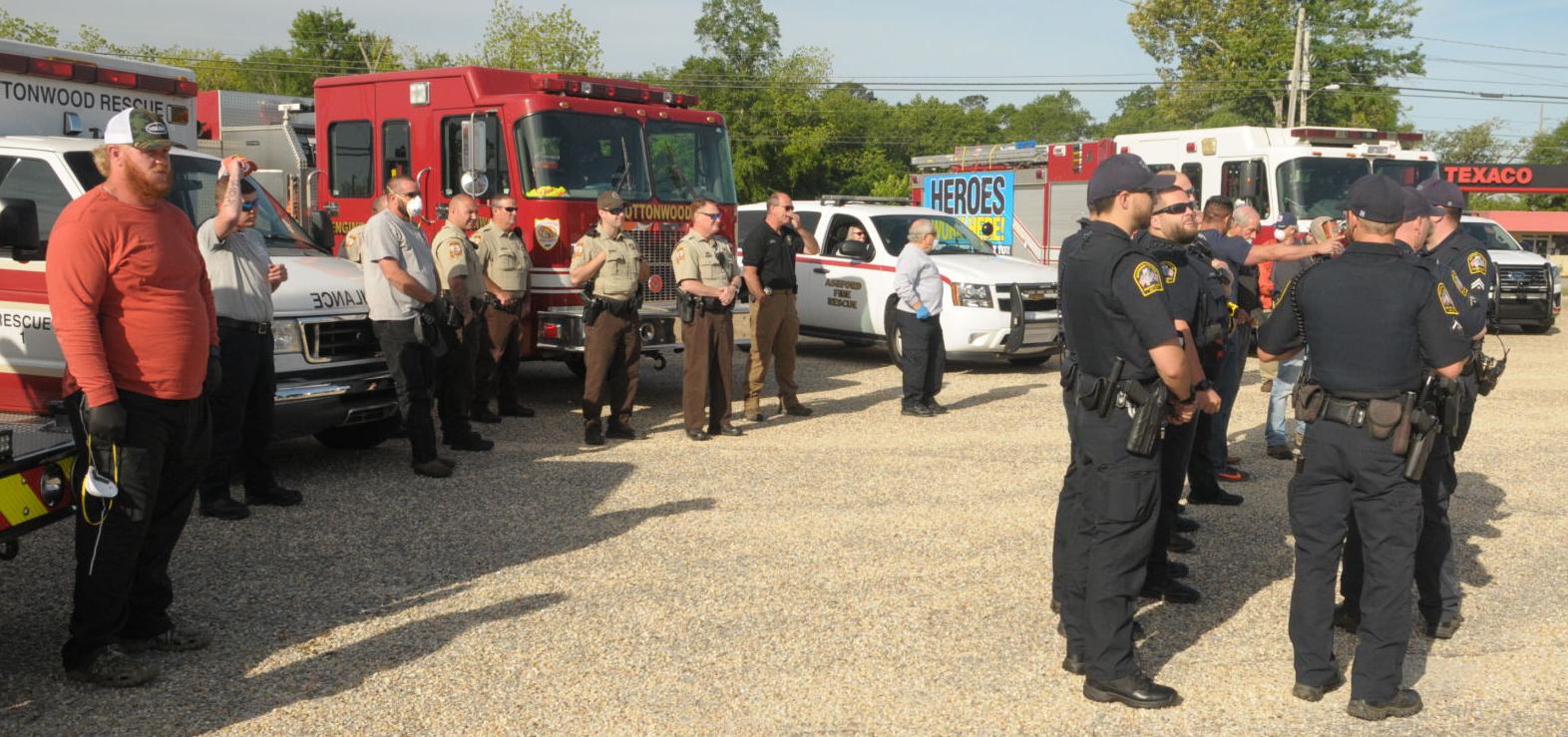 First responders give rolling salute to local health care workers